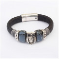 China wholesale leather Magnetic owl vintage bracelets jewelry fashion 2015